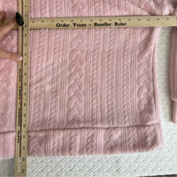 La Vie en Rose Plush Cable Knit Cowl Turtle Neck Pull Over Long Sleeve Sweater L - Picture 9 of 9